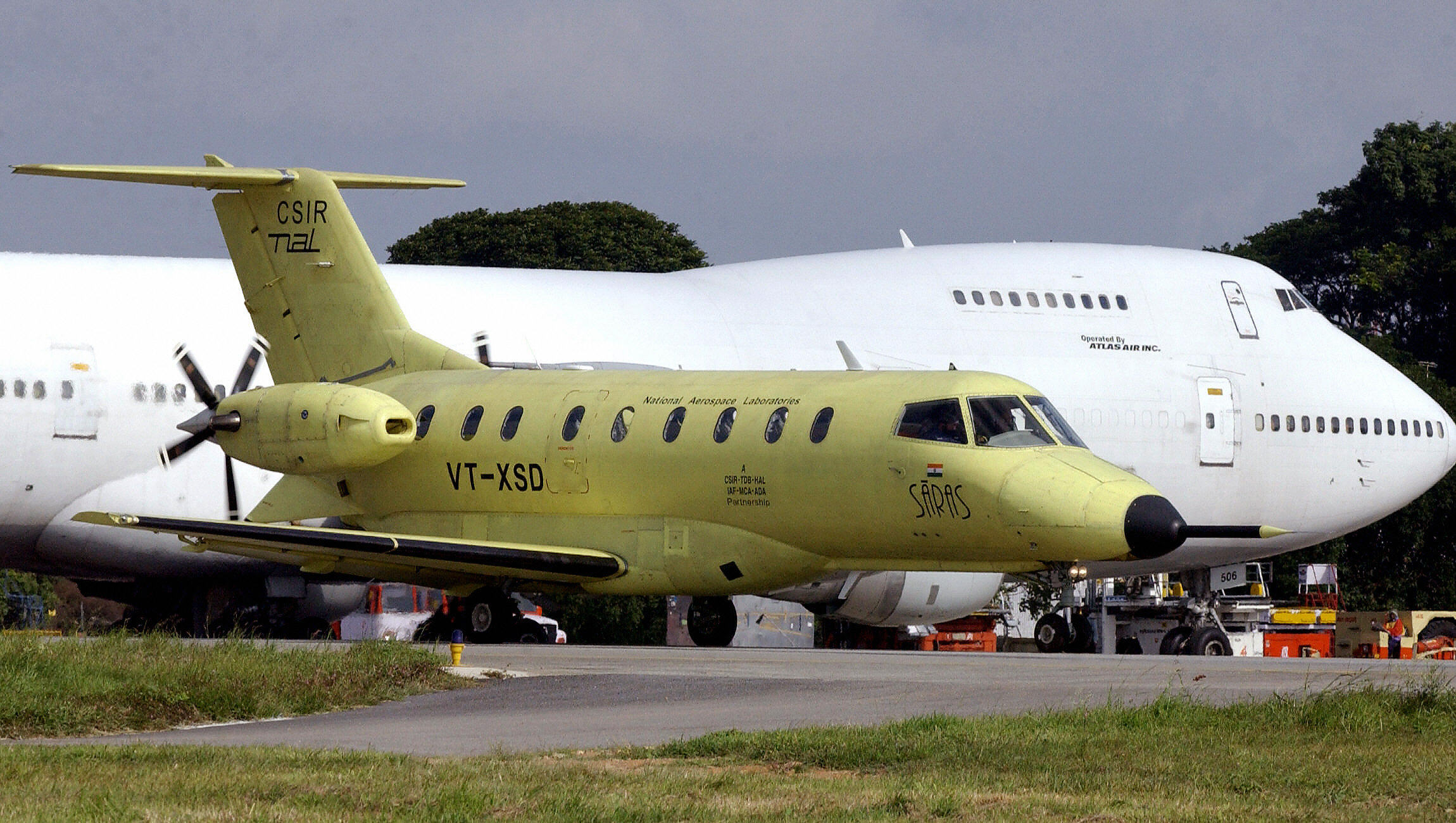 A prototype of India's 14-seater Saras aircraft in 2004.
