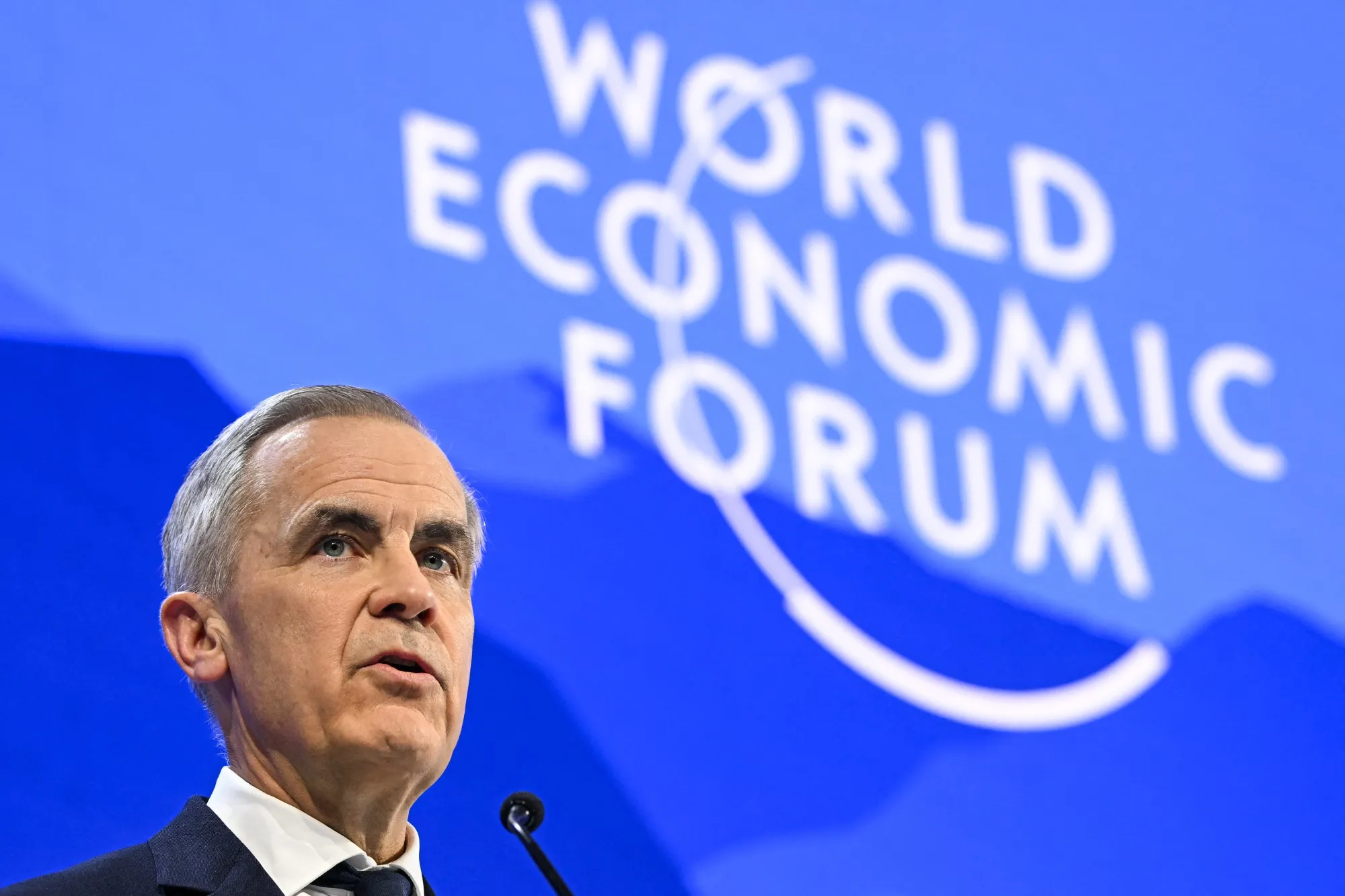 Mark Carney speaks during the World Economic Forum annual meeting in Davos.