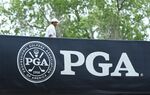 A golfer walks to the course during a practice round prior to the start of the 2022 PGA Championship on May 17.