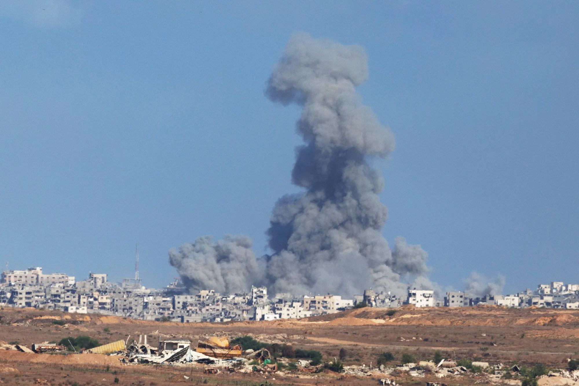 Smoke from an Israeli air strike in Gaza&nbsp;on Oct. 7.
