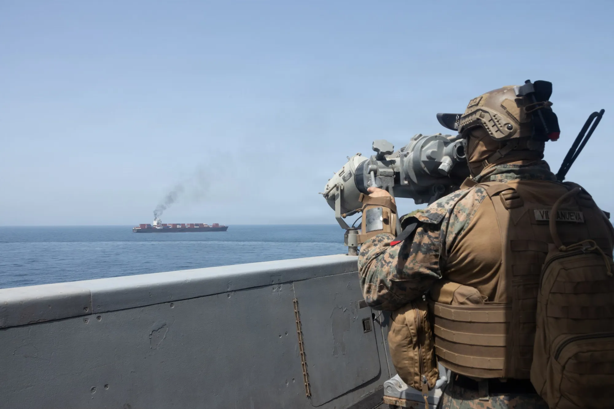 U.S. forces patrol the Arabian Sea on April 20.