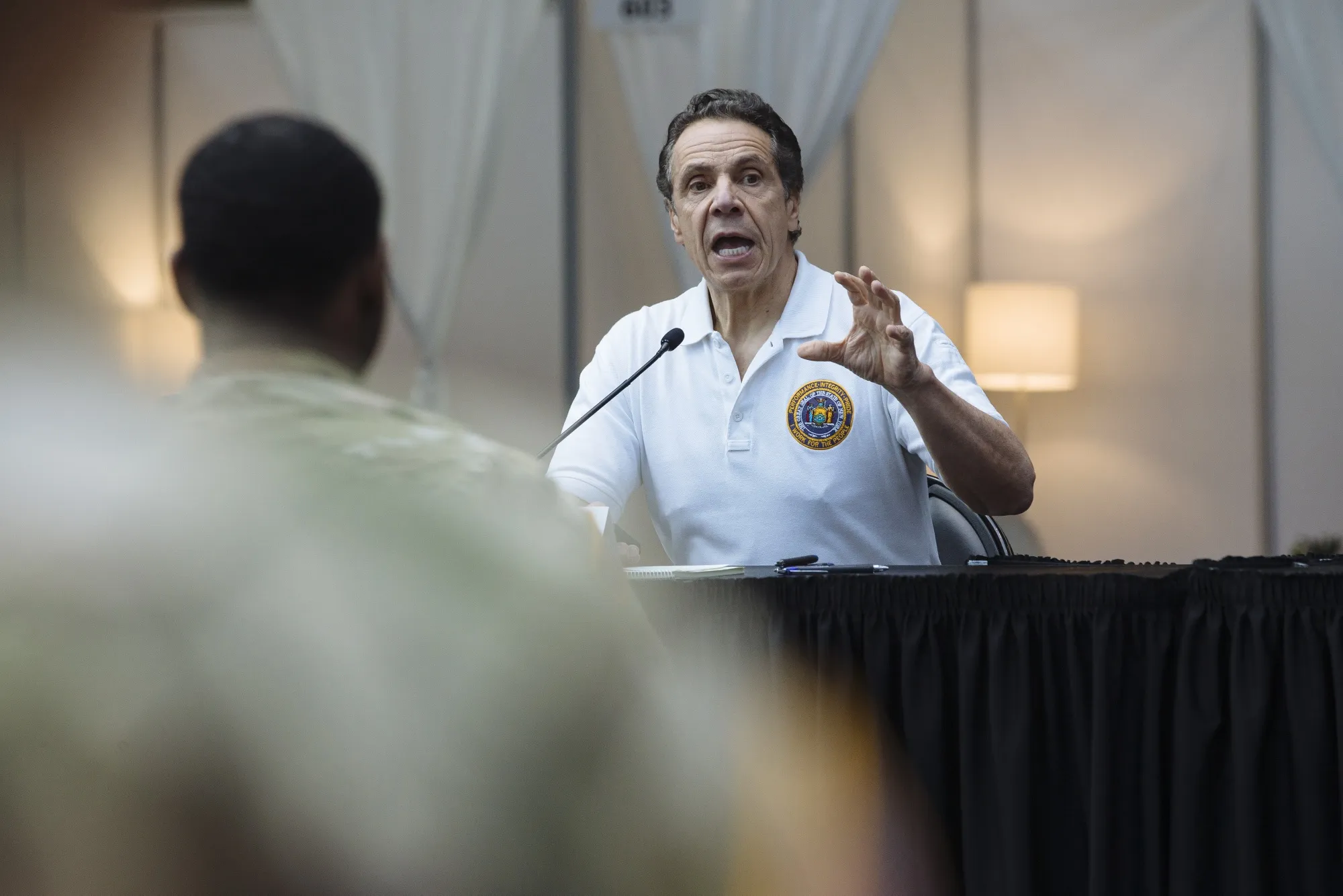 Andrew Cuomo speaks during a news conference at the Jacob Javits Convention Center in New York&nbsp;on&nbsp;March 27.