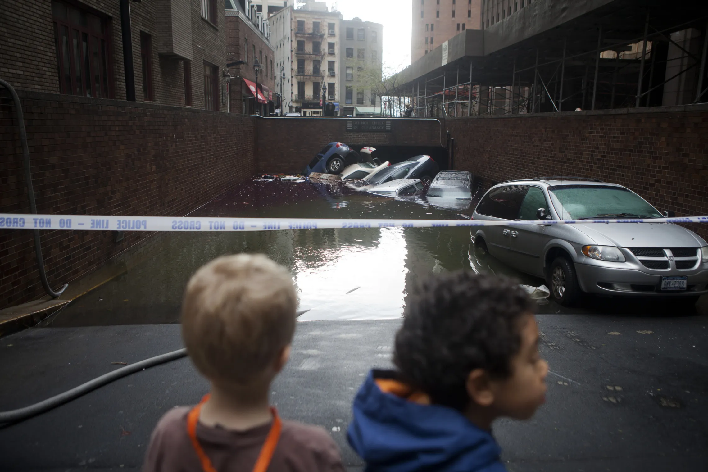 Submerged cars after Hurricane Sandy in New York in 2012.