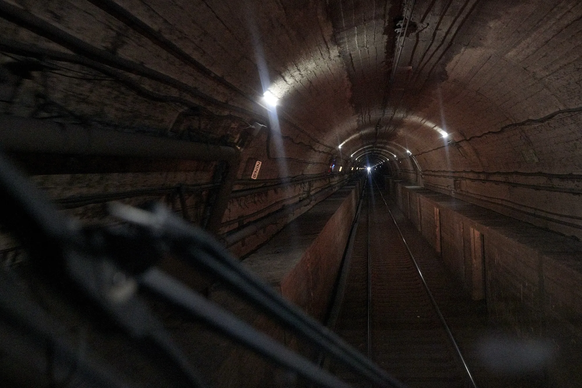 A train travels through the North River from Newark, New Jersey, toward New York on Thursday, Dec. 16, 2021. 