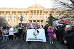 Supporters of Mikheil Saakashvili demonstrate for his release in front of the city court in Tbilisi, Georgia, on Dec. 14.