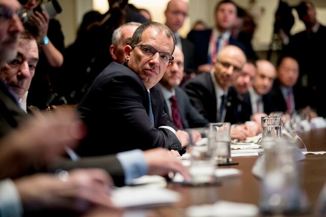 Moderna CEO Stephane Bancel attends a meeting with President Donald Trump, members of the Coronavirus Task Force, and pharmaceutical executives in the Cabinet Room of the White House.