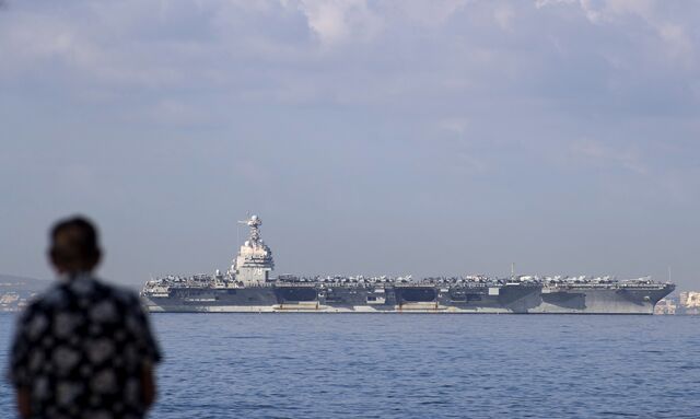The US is sending a naval strike group to Latin America that includes the USS Gerald R. Ford aircraft carrier, pictured here off the coast of Mallorca on Oct. 3. 