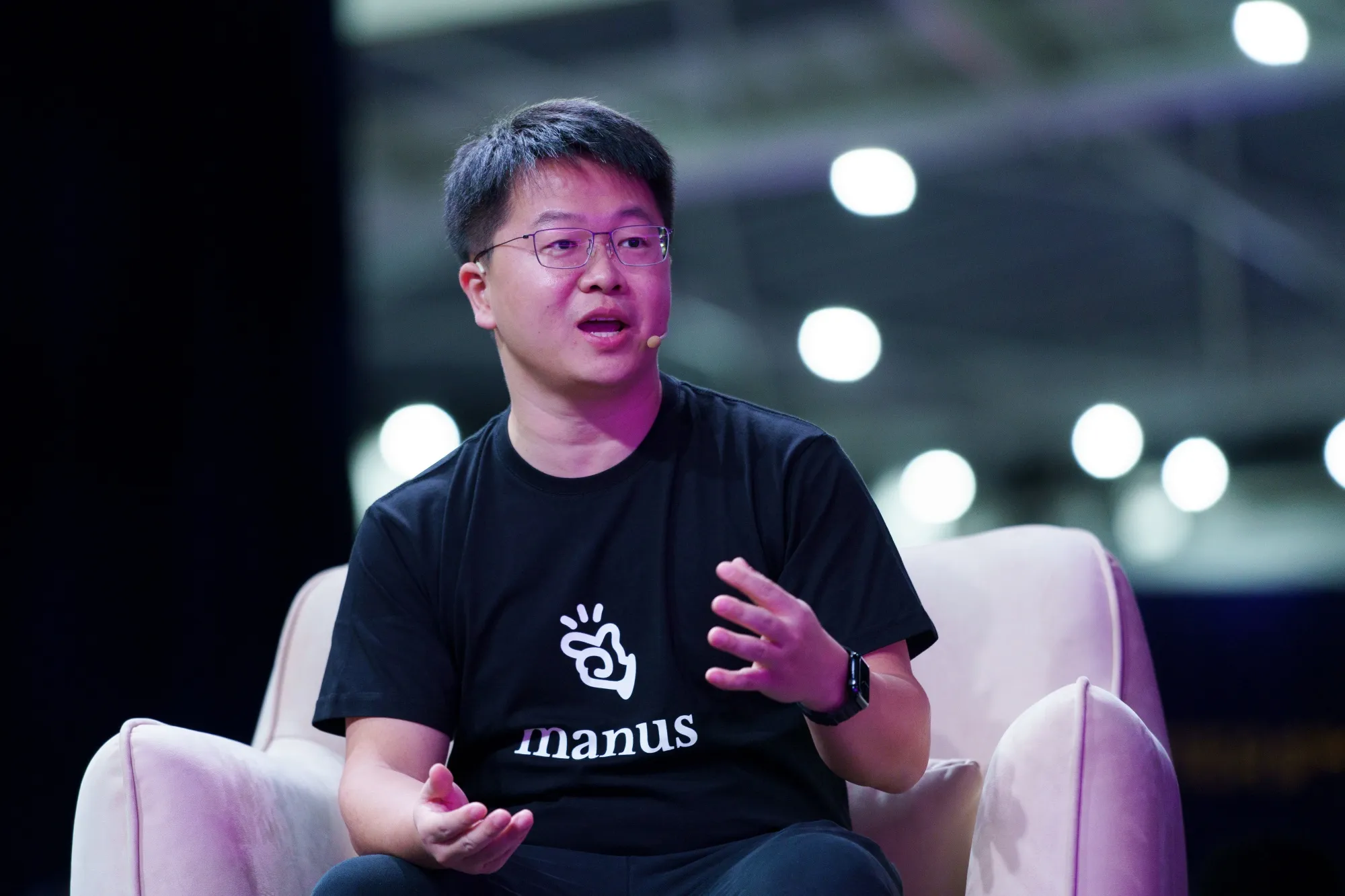Tao Zhang, co-founder of Manus AI, during the Singapore Fintech Festival in November.