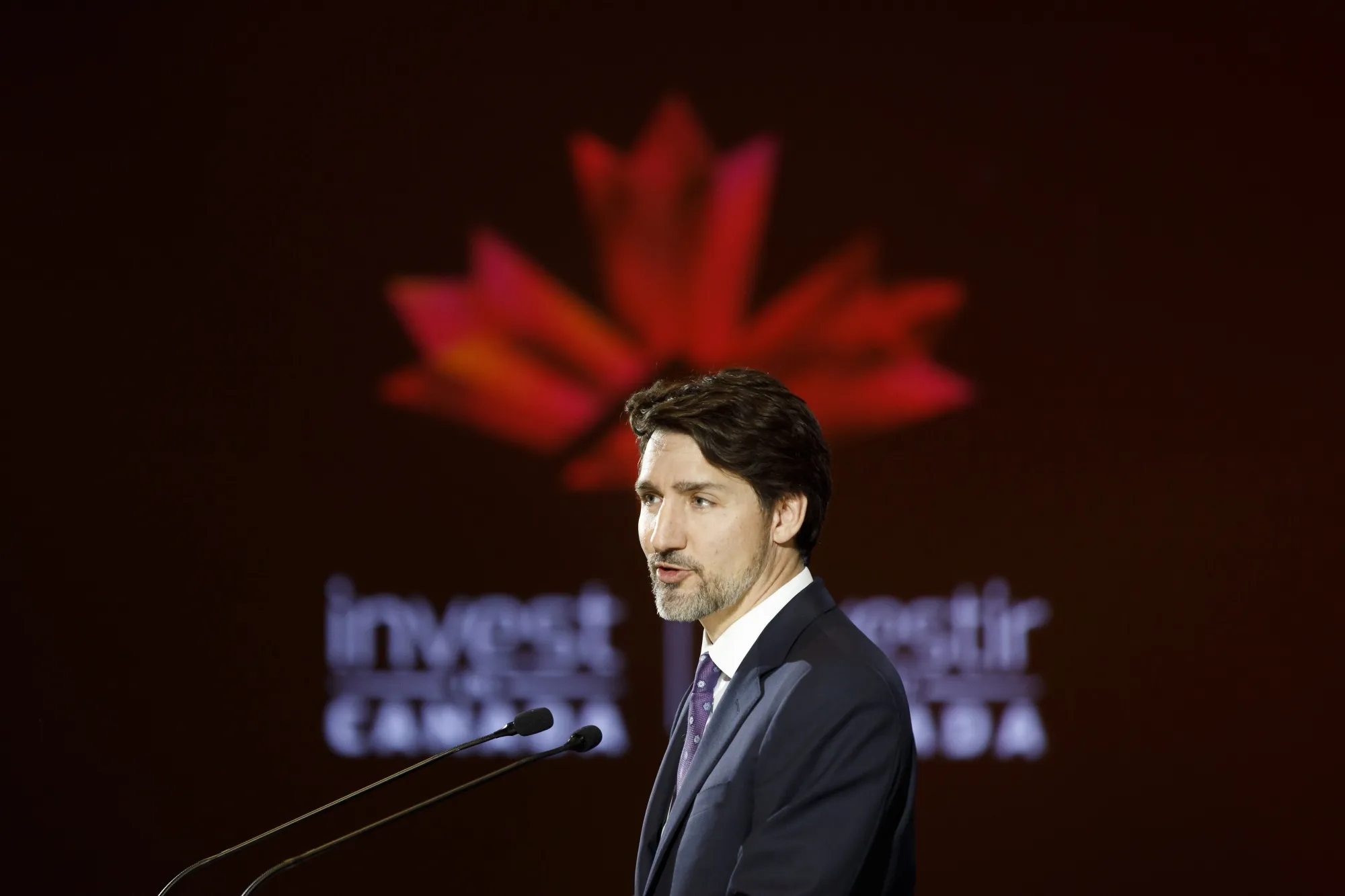 Justin Trudeau speaks at the Prospectors &amp; Developers Association of Canada conference in Toronto on March 2, 2020.