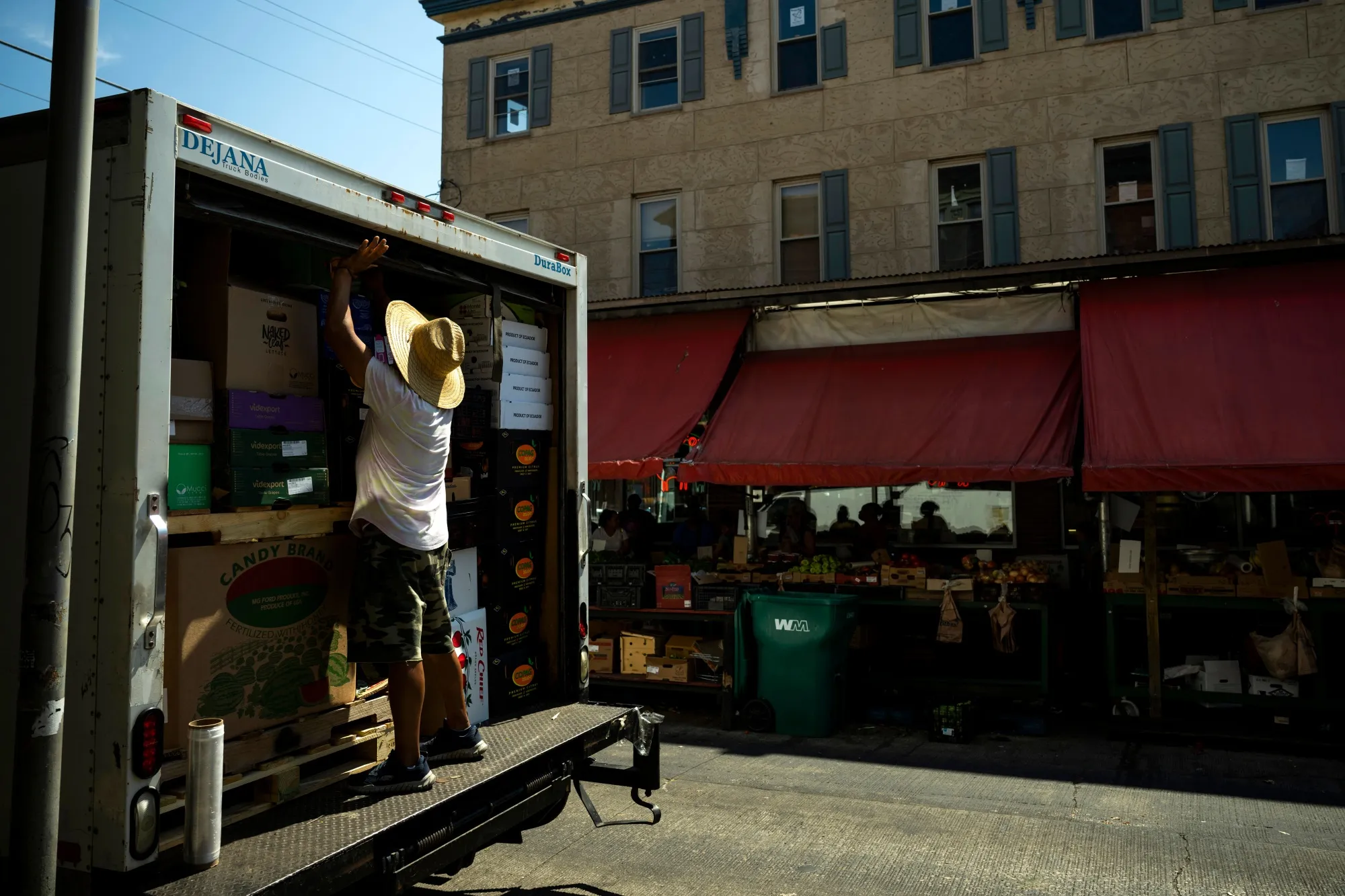 A worker during high temperatures in Philadelphia, Pennsylvania.
