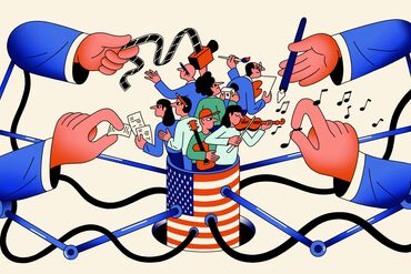 **DO NOT USE OUTSIDE OF BLOOMBERG OPINION AI FEATURE** Illustration: Simon Landrein for Bloomberg Opinion column on AI in US