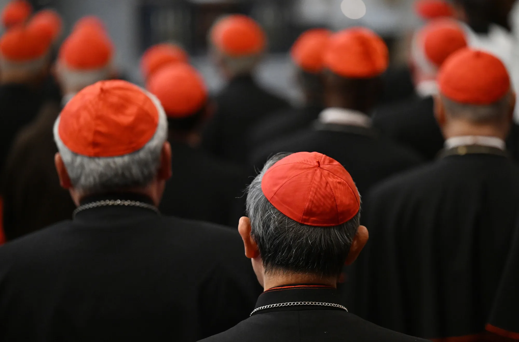 Cardinals in Santa Maria Maggiore Basilica, Rome, on April 27.
