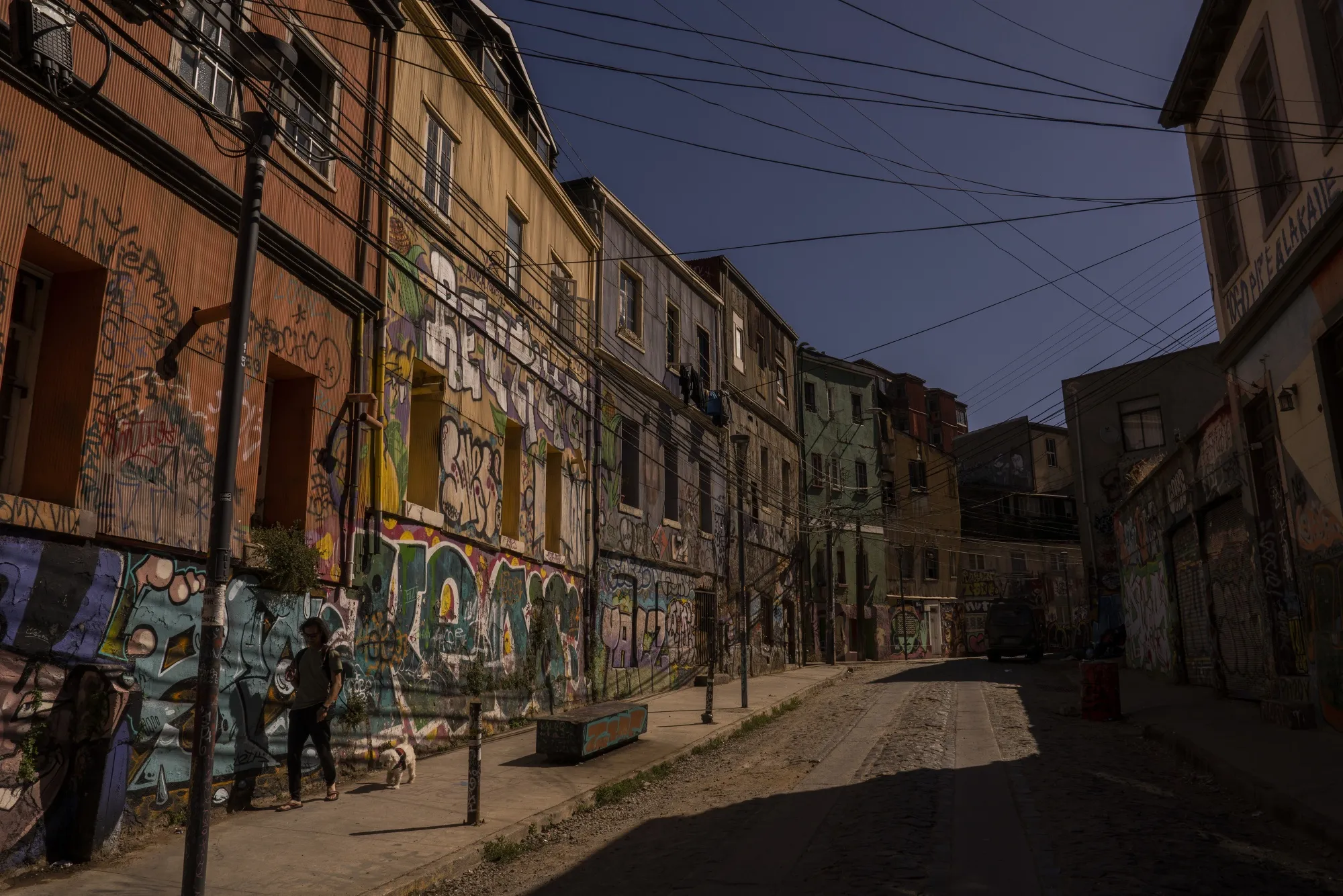 Graffiti-covered&nbsp;abandoned buildings illustrate the decline of&nbsp;Valparaiso.