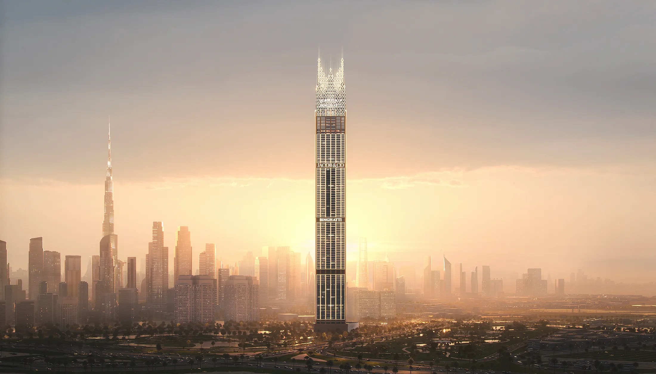 A rendering of Burj Binghatti Jacob & Co. Residences.