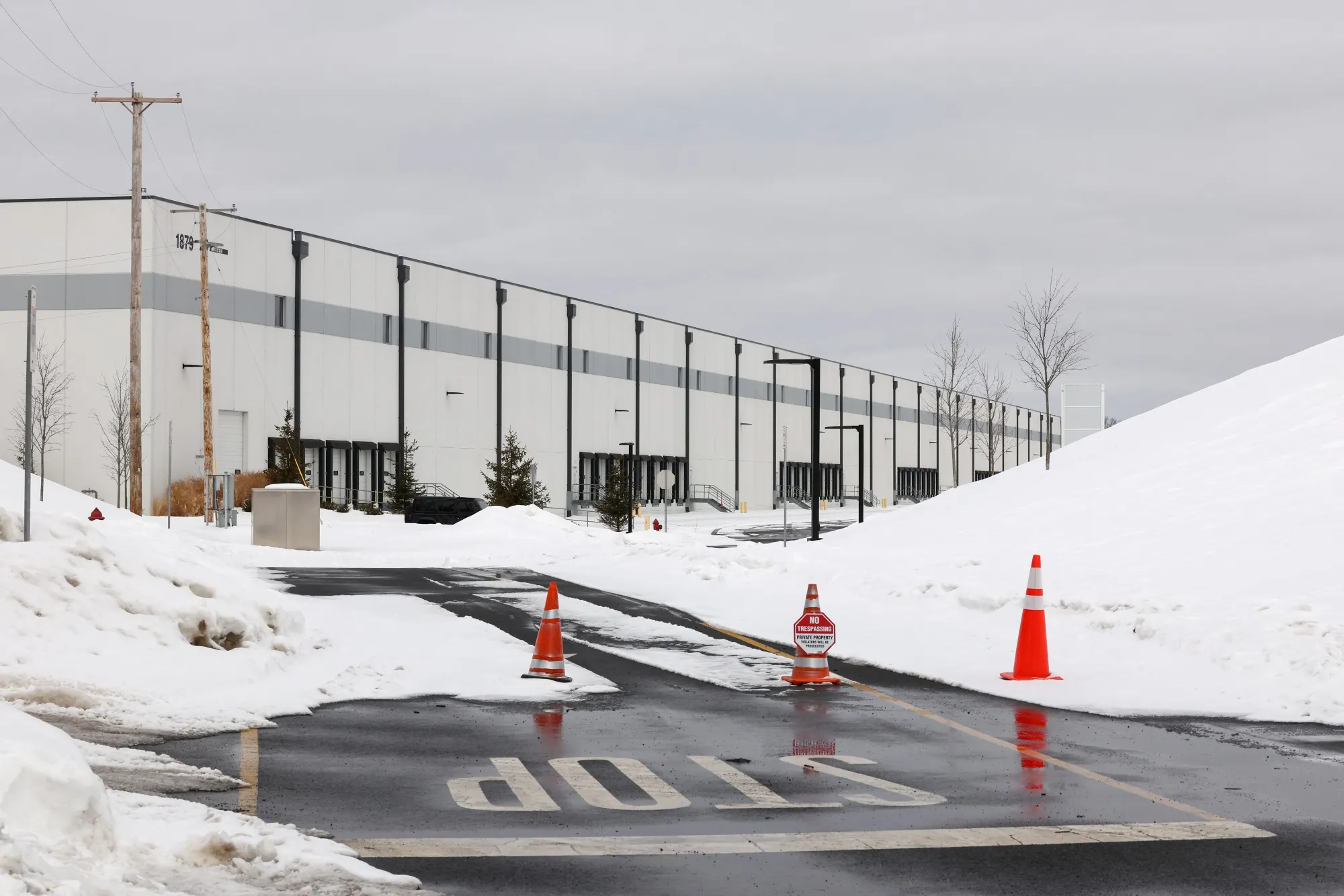 A warehouse that will be used by US Immigration and Customs Enforcement&nbsp;as a detention center in Roxbury, New Jersey, on Feb. 16.&nbsp;