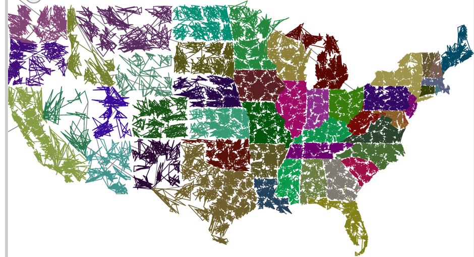 Screenshot of interactive scribble map of the U.S.