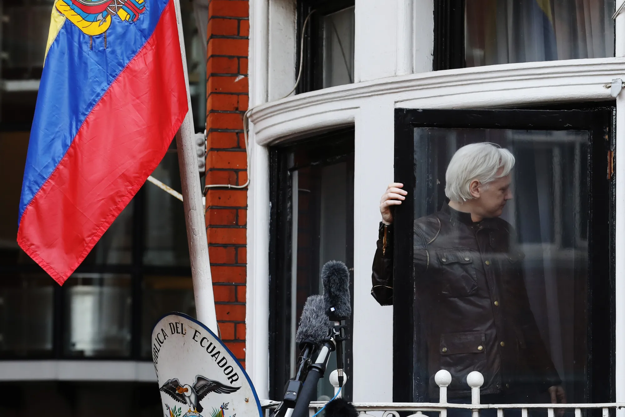 Julian Assange at the Ecuadorian embassy in London on May 19, 2017.