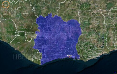 Map of Ivory Coast