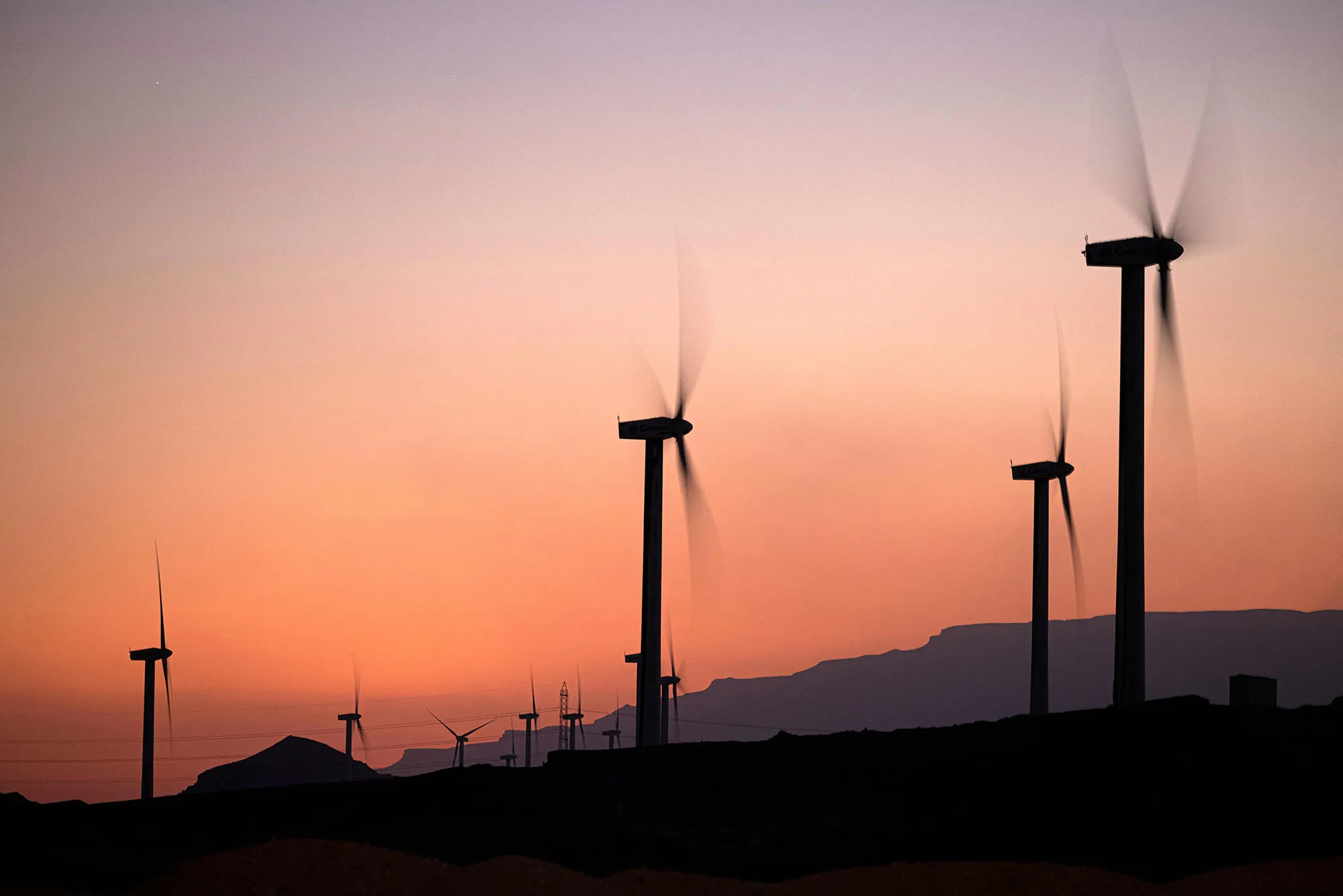 Windmills at a wind farm.