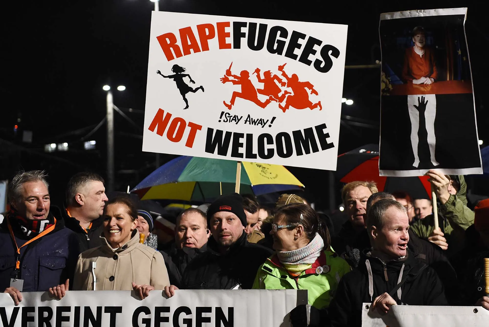 Supporters of the Far Right PEGIDA movement protest in Leipzig on Jan. 11.
