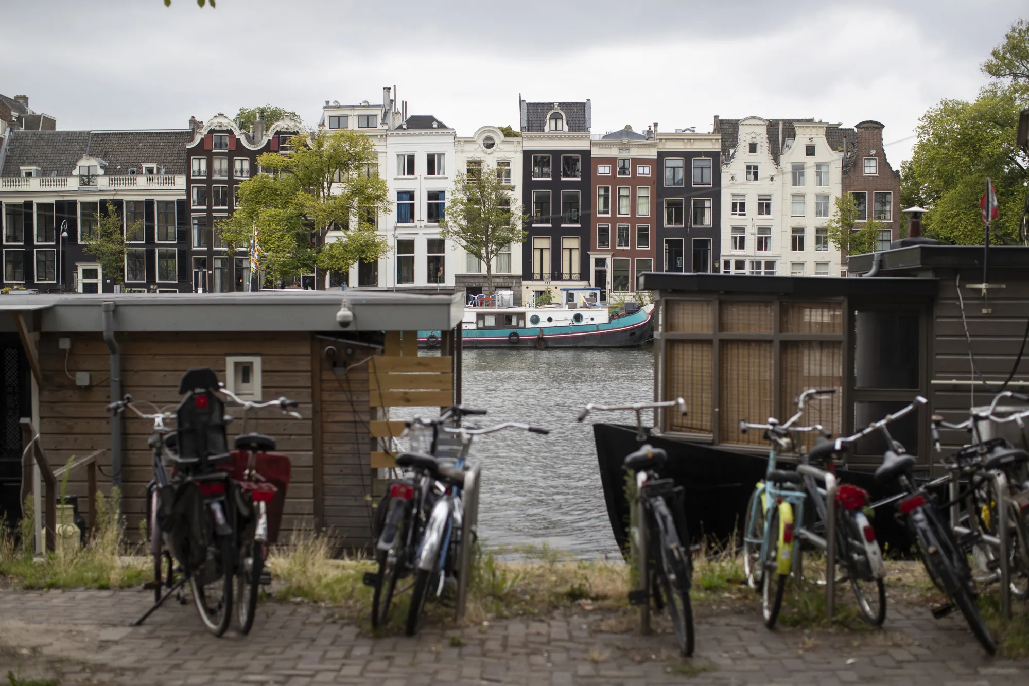 Residential property stands on the bank of the river Amstel in Amsterdam.
