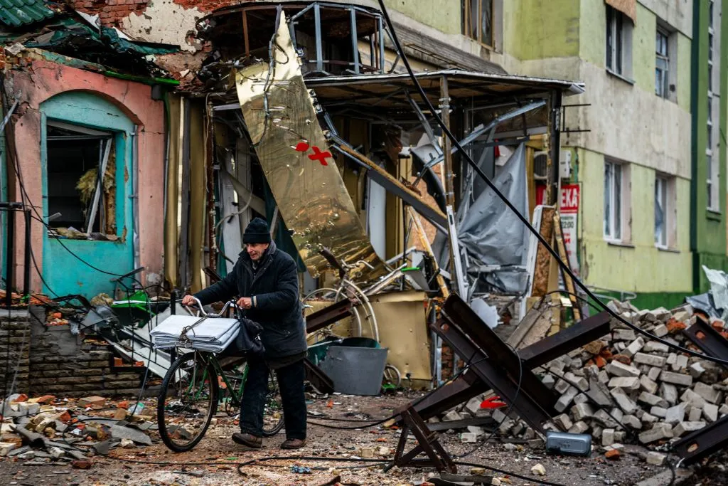 A street in Bakhmut, Donetsk region, on Jan.&nbsp;6.&nbsp;