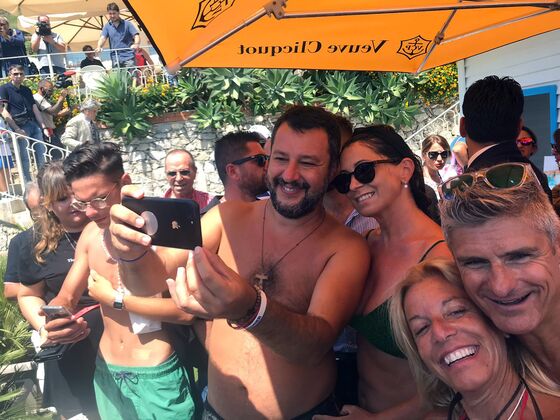 Beach Boy Salvini Bids for Full Power While Italy’s on Vacation