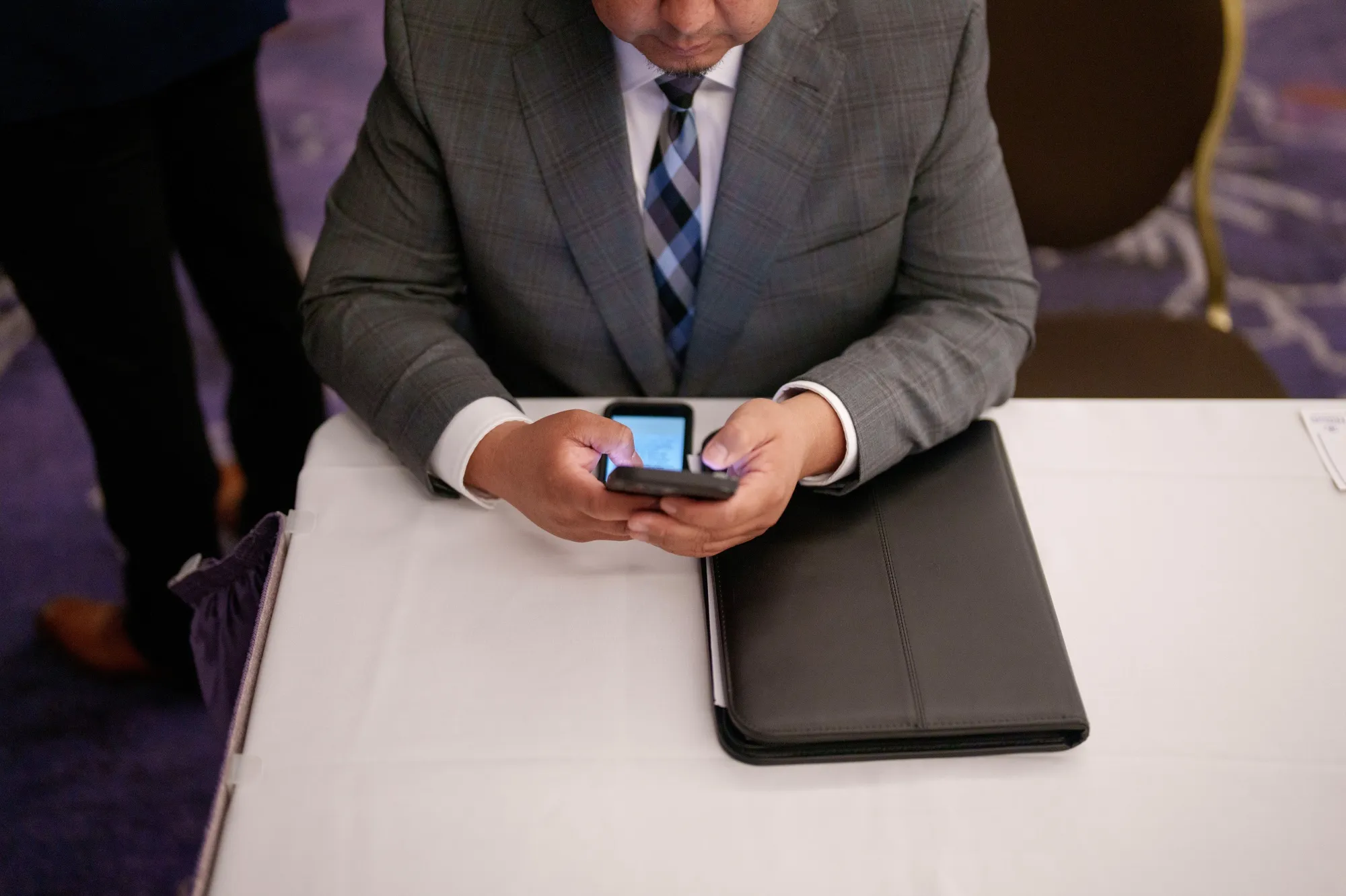 A job seeker at a job fair in Los Angeles in April.