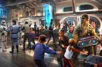Guests will step into a bustling atrium when they arrive aboard Star Wars: Galactic Starcruiser