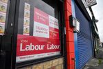 Labour Party posters in the window of a business&nbsp;in Burnley, U.K.