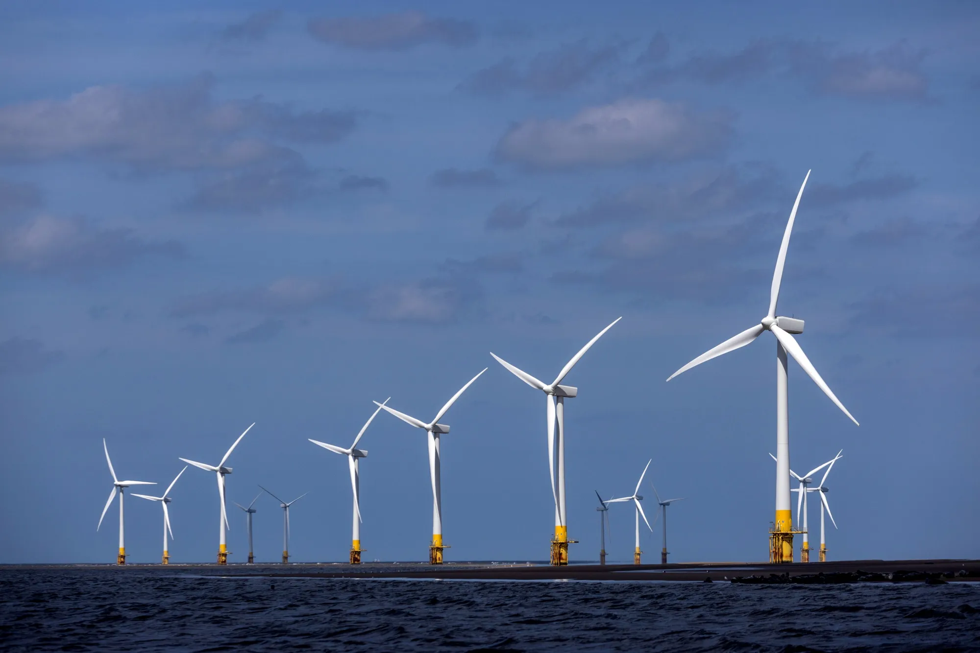 Wind turbines near Great Yarmouth, UK.