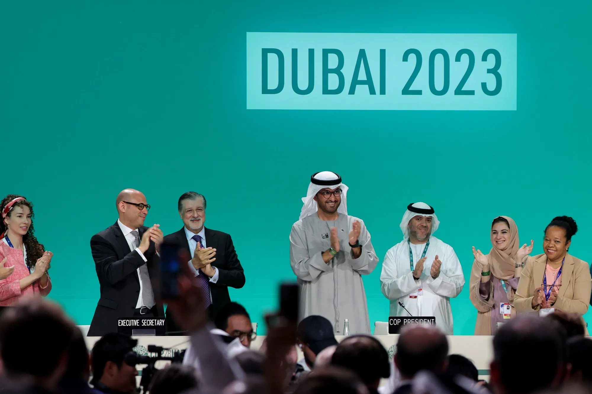 COP28 President Sultan Al Jaber at the end of the climate summit on Dec. 13.