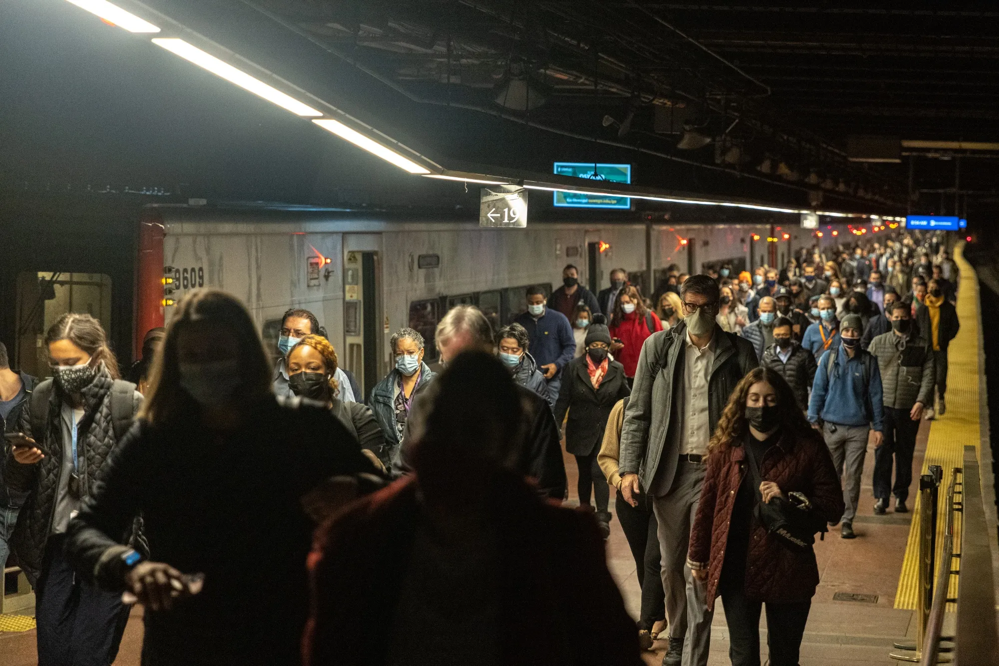 Commuters On A Metro-North Train As Ridership Starts To Rise