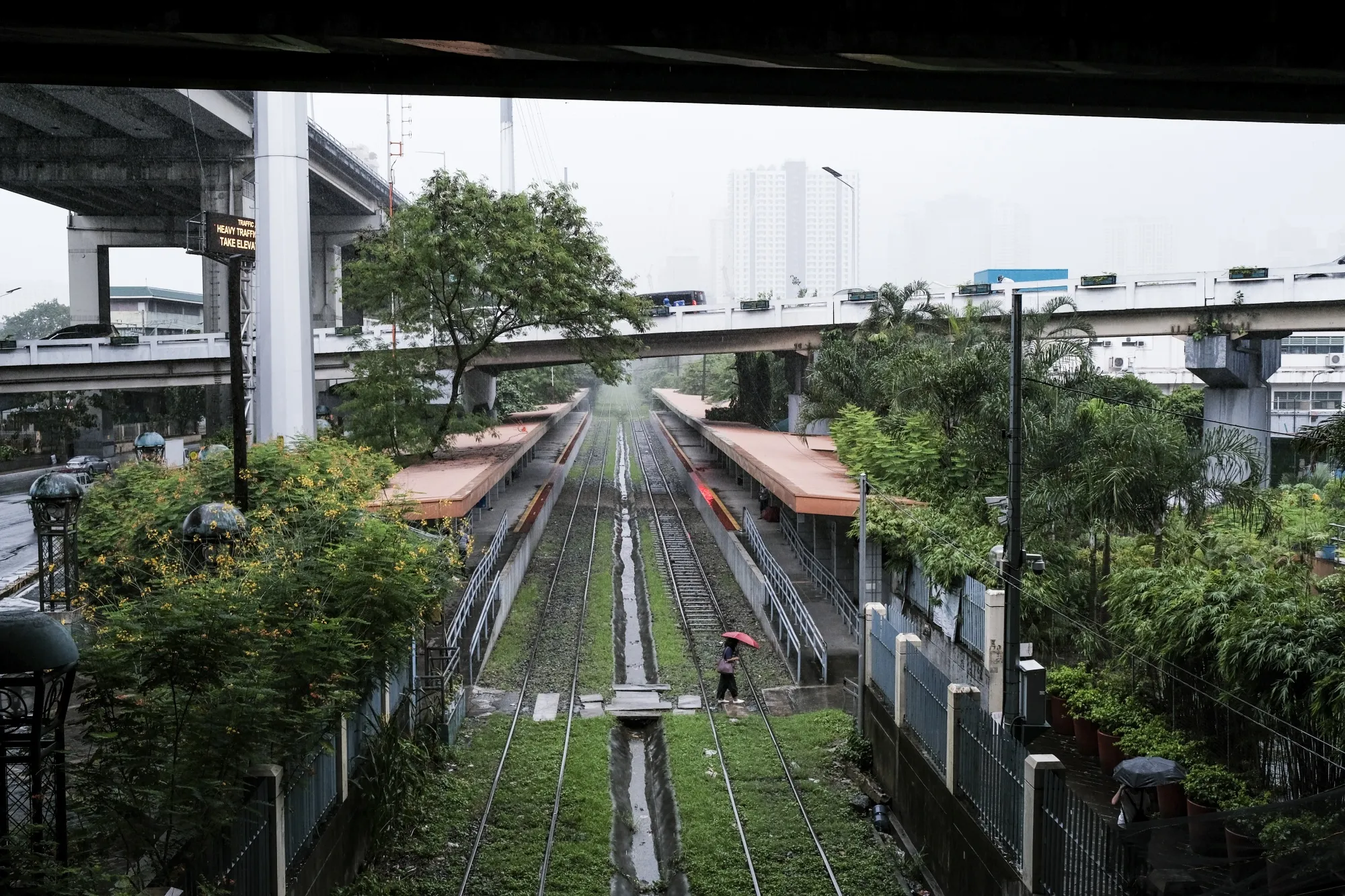 Railway tracks in Makati City, Metro Manila, the Philippines.