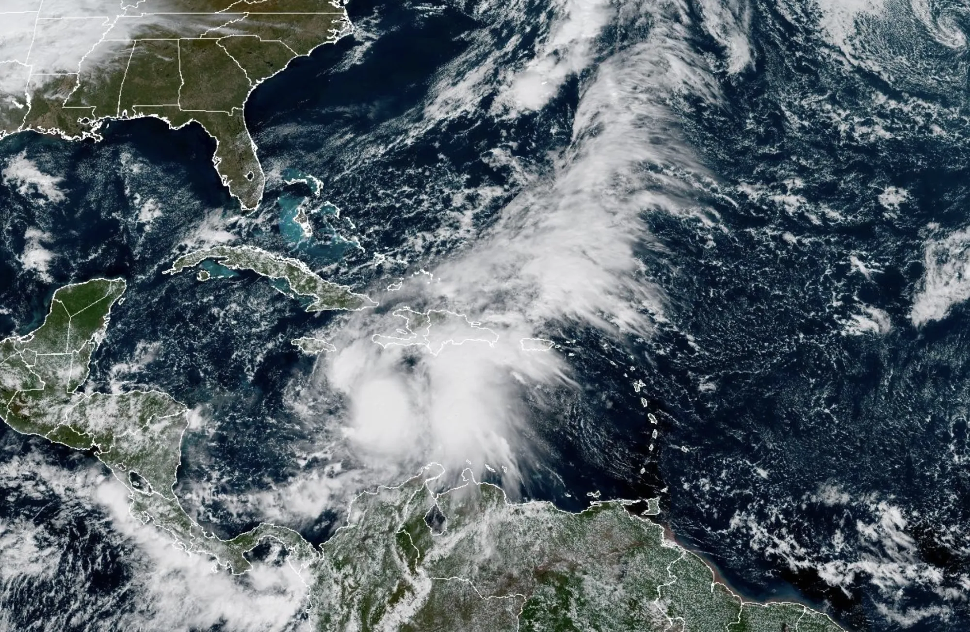 Tropical Storm Melissa over Jamaica on Oct. 24.