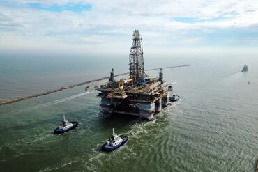 Semi-submersible Drilling Platform, Noble Danny Adkins, Moved Through Port Aransas Channel