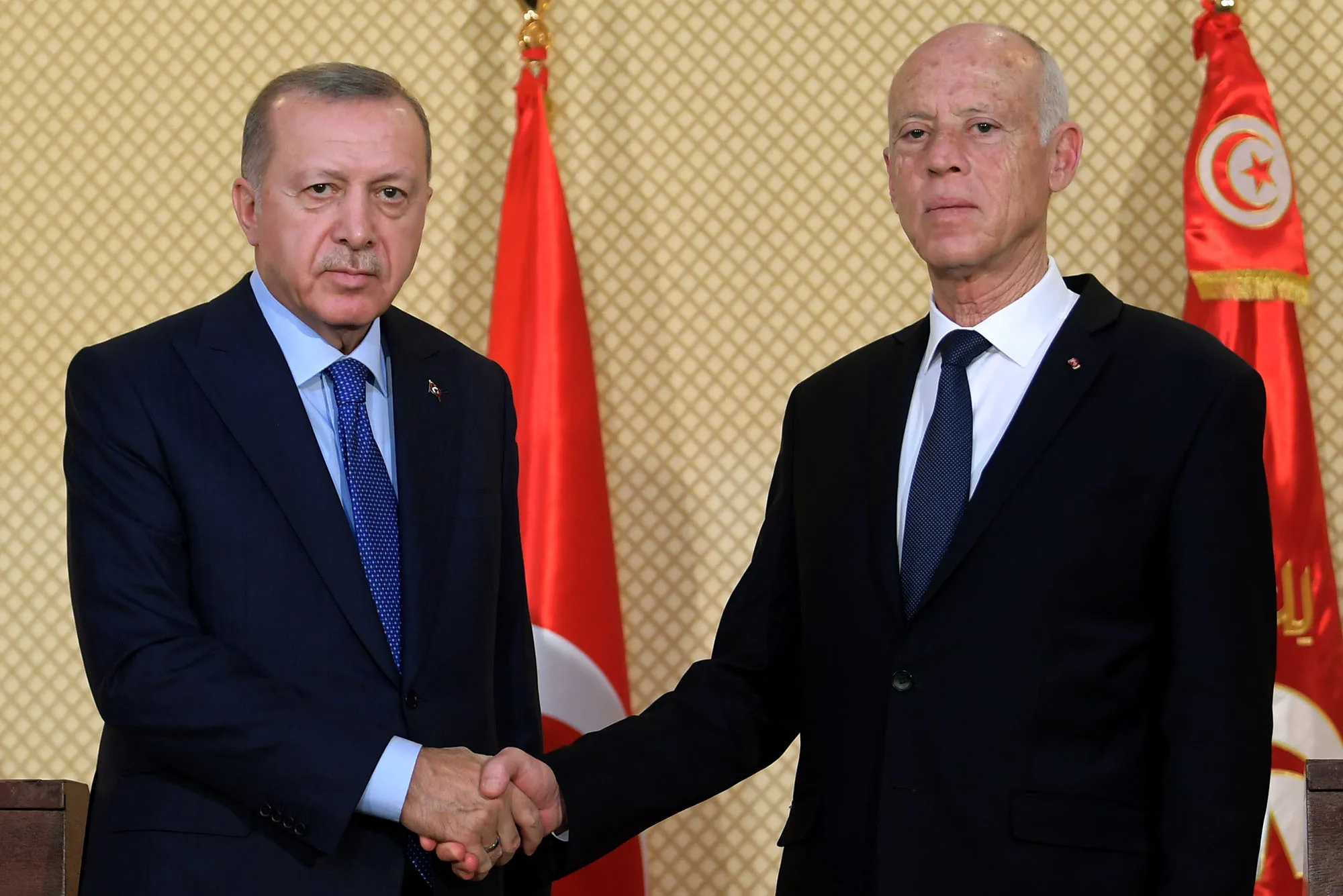 Recep Tayyip Erdogan and Kais Saied on Dec. 25.
