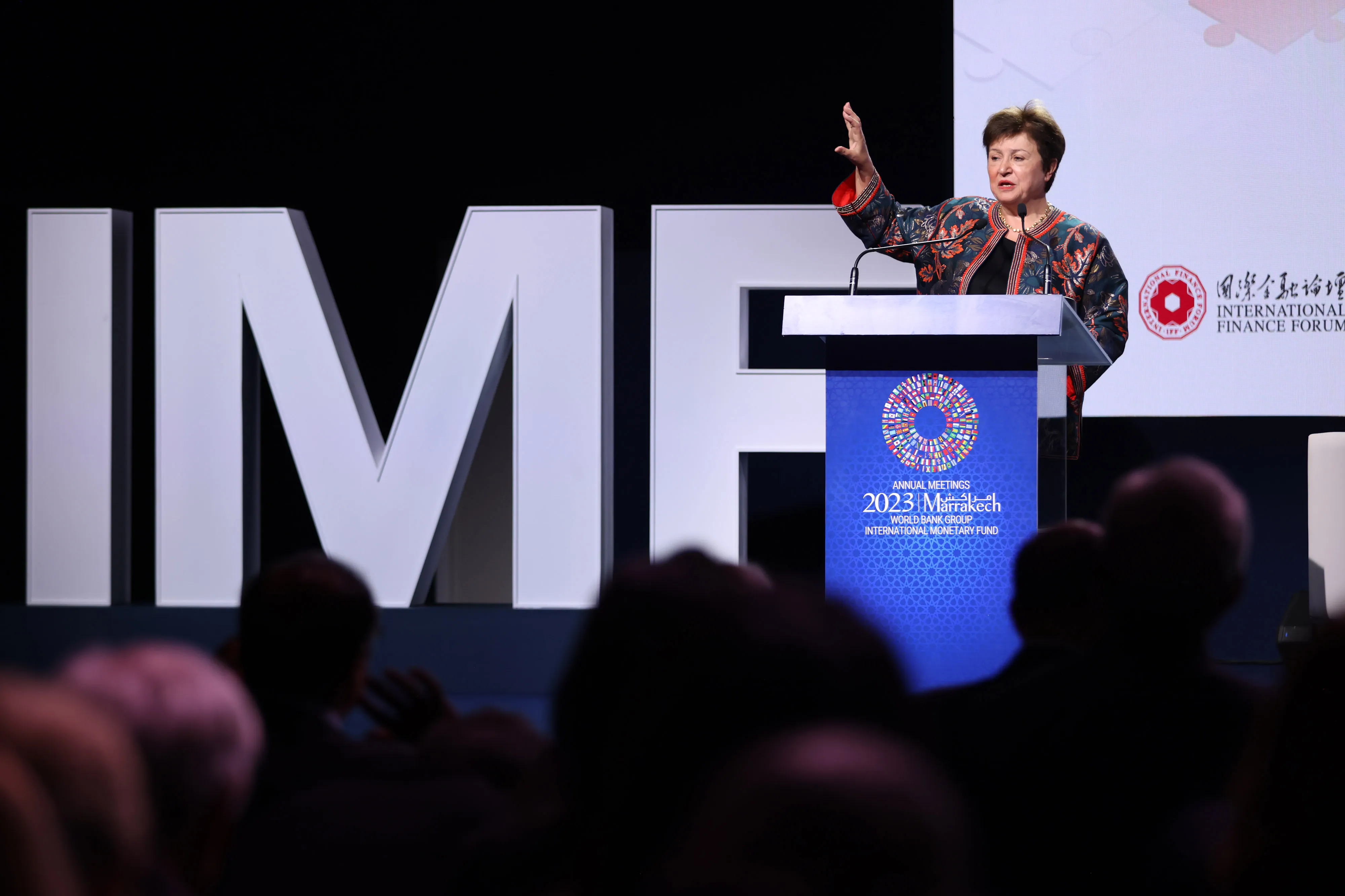 Kristalina Georgieva, managing director of the International Monetary Fund, in Marrakech, Morocco, on &nbsp;Oct. 10.