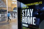 A Coronavirus Stay Home poster&nbsp;in London.