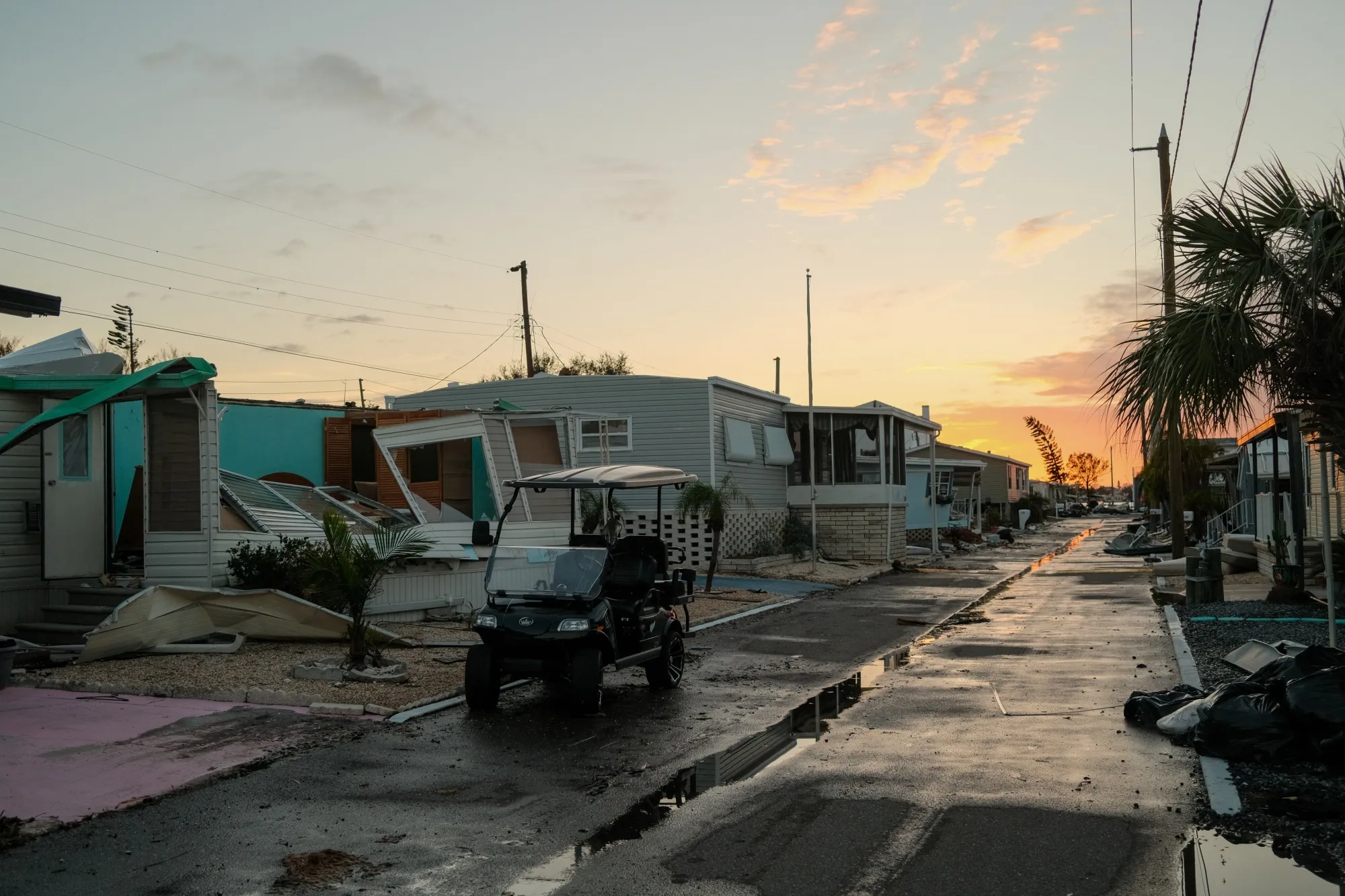 A damaged mobile home park after Hurricane Milton in St. Petersburg, Florida&nbsp;on&nbsp;Oct. 10.&nbsp;