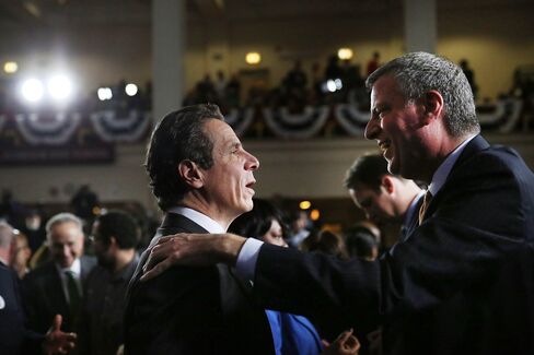 New York's Next Mayor Bill de Blasio and Governor Andrew Cuomo