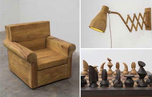 Lamp, Chair, and Chess Set, by Jose Bento.