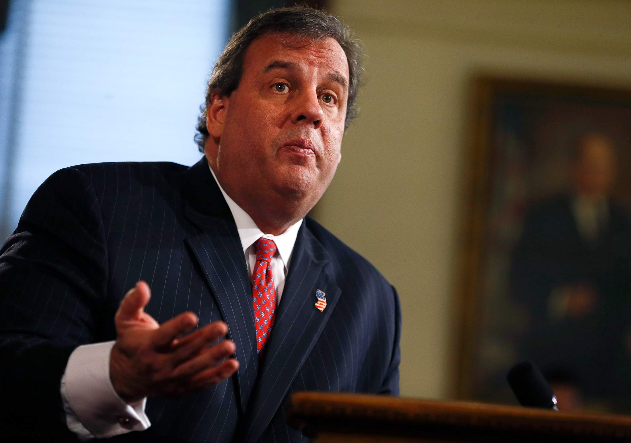 New Jersey Governor Chris Christie speaks about the so-called Bridgegate scandal during a news conference on Jan. 9, 2014, in Trenton, New Jersey.
