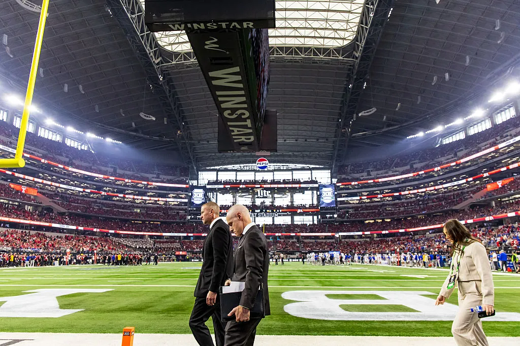 Big 12 Commissioner Brett Yormark during the Big 12 Championship game between the Texas Tech Red Raiders and the BYU Cougars in Arlington, Texas.&nbsp;