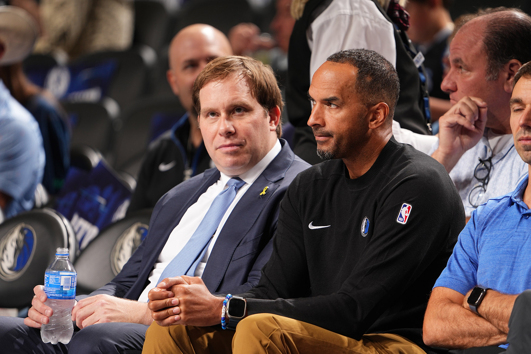 Dumont and Harrison at a 2024 preseason game in Dallas. Photographer: Glenn James/Getty Images