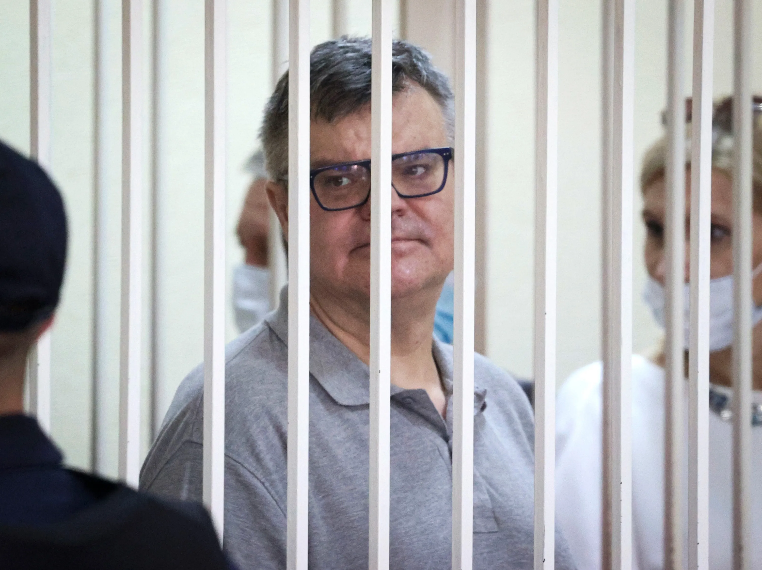 Viktor Babariko&nbsp;in court in Minsk, Belarus, on July 6.&nbsp;