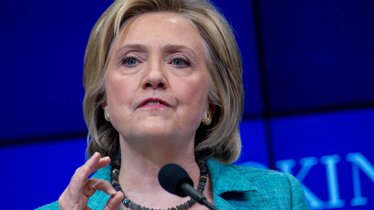 Hillary Clinton, former U.S. secretary of state and 2016 Democratic presidential candidate, speaks at the Brookings Institution in Washington, D.C., U.S., on Wednesday, Sept. 9, 2015.
