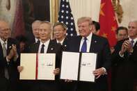 President Trump Holds Signing Ceremony Of Trade Agreement Between U.S. And China Phase One