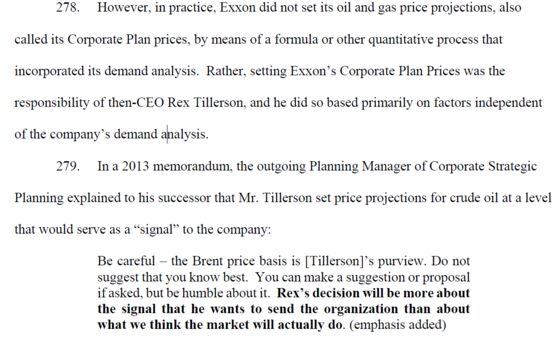 Inside Exxon's God Pod: Climate Suit Cites Emails, Tillerson