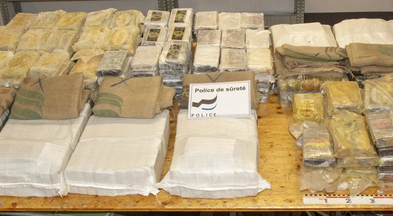 The seized drugs in Romont, Switzerland.